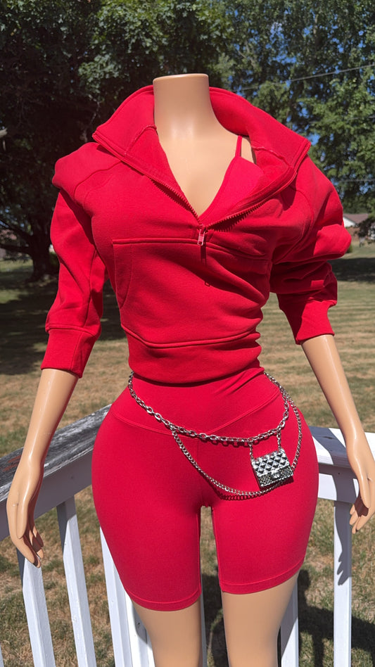“Candy Red” 3 Piece Short Set
