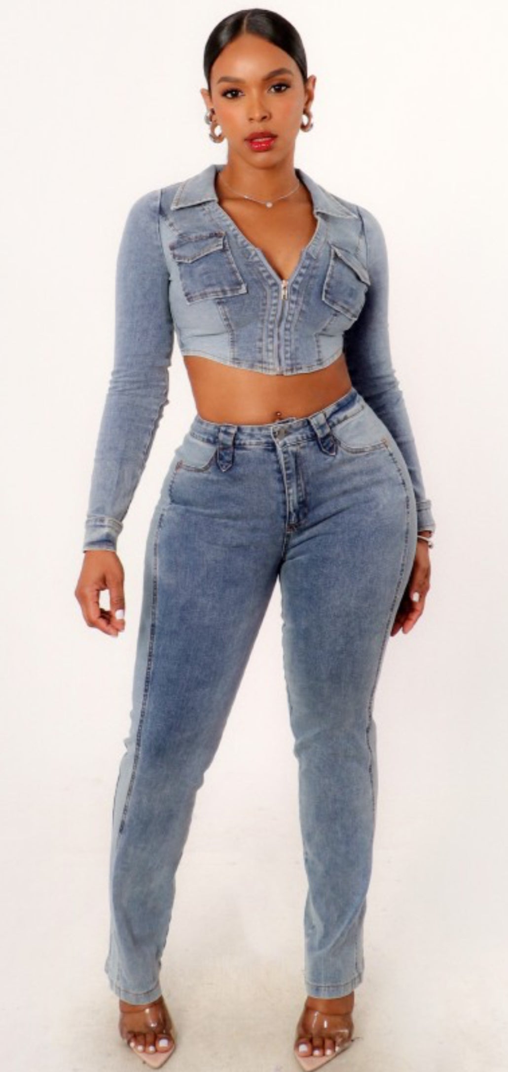 Giving Him The Blues Denim Set