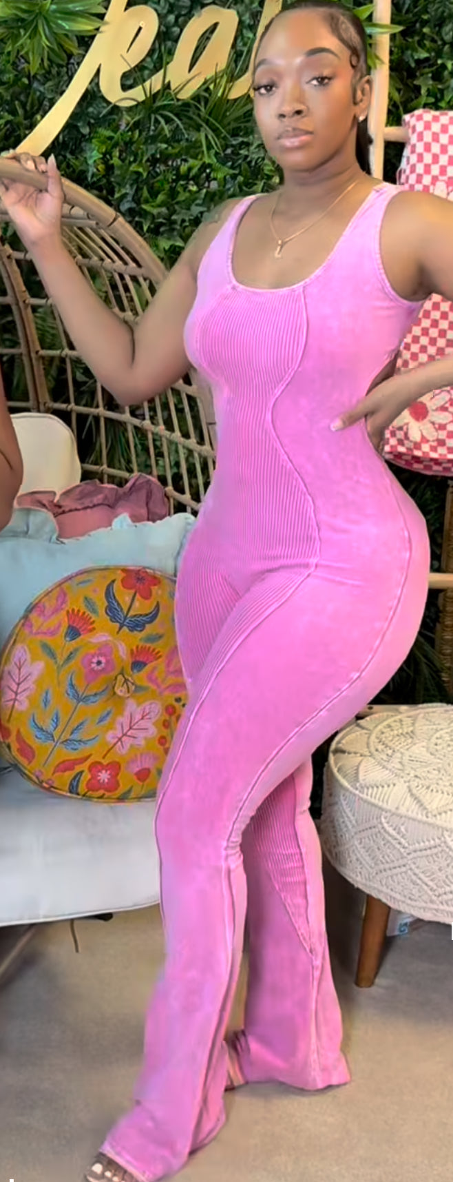 Dip It Low Jumpsuit (Pink)